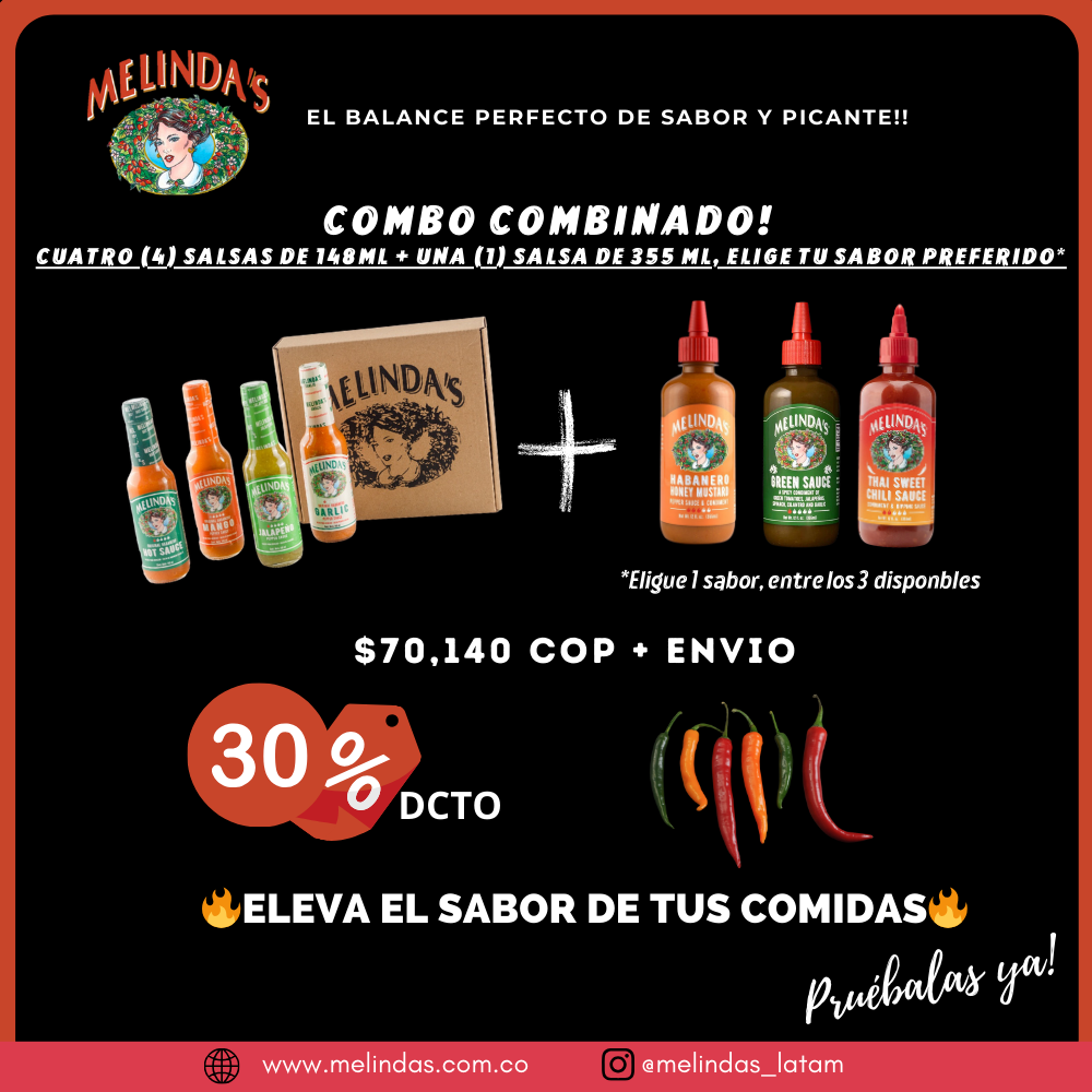 COMBO - COMBINADO - 4 Salsas de 148ml + 1 Salsa de 355ml a tu Elección